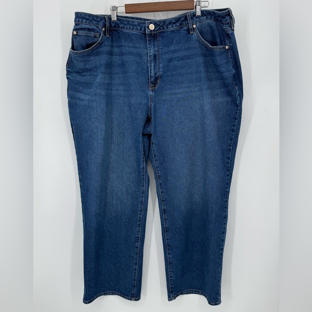 Seven7 Women's Loose Straight Basic Dark Blue Denim Jeans Casual Plus Size 22W